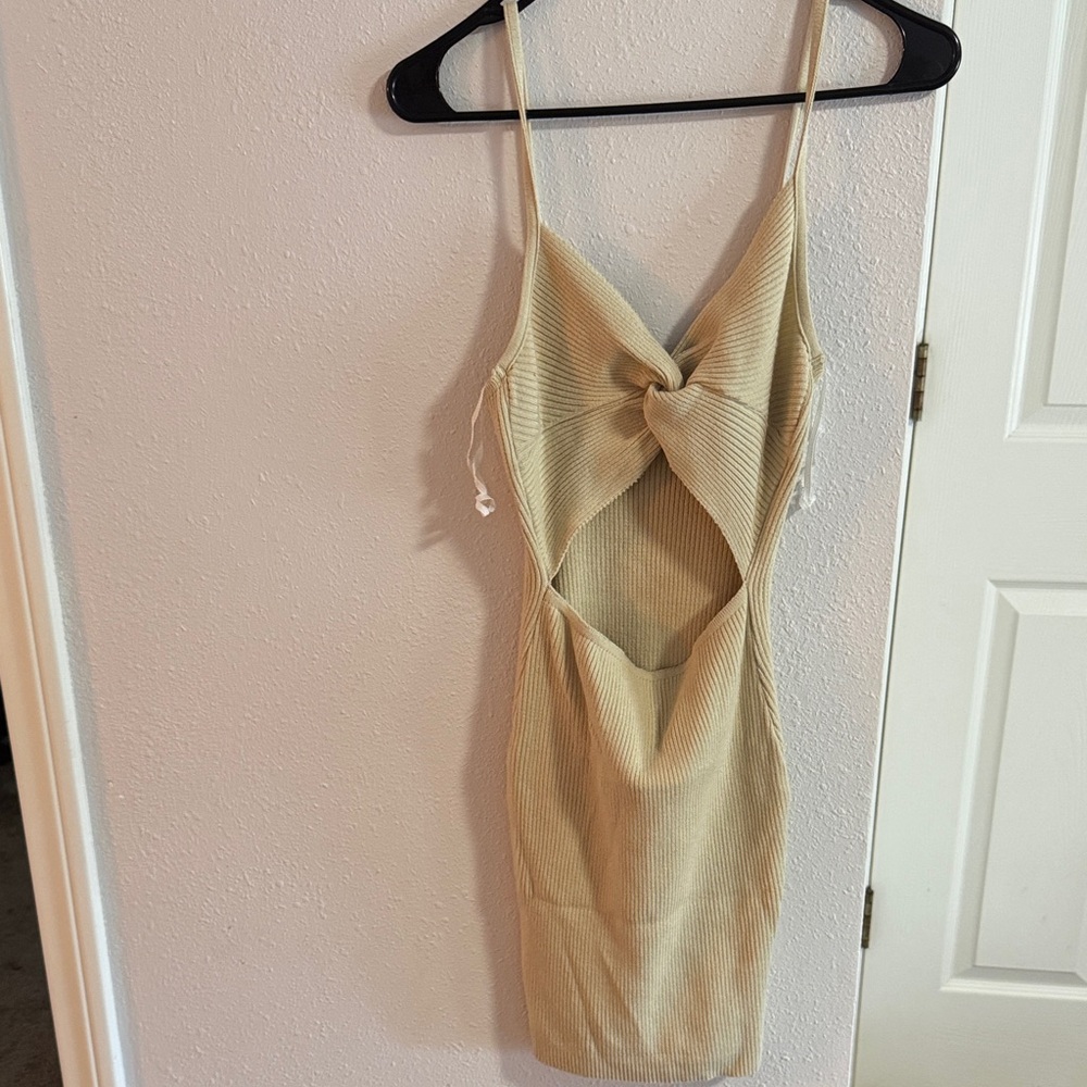 Chic Beige Backless Dress